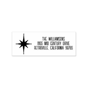 Atomic Starburst Mid Century Modern Retro Minimal Rubber Stamp