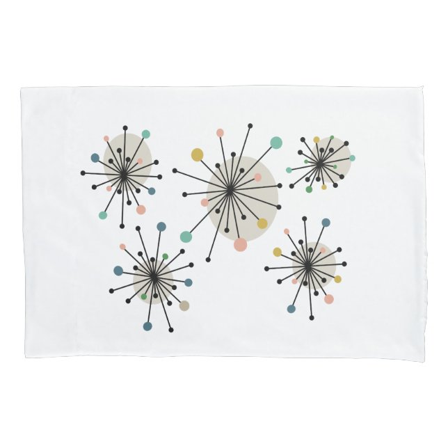 Atomic Starburst Mid Century Space Age Pillowcase (Front)