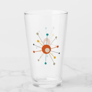 Atomic Starburst Red Teal Yellow Mid Century Glass