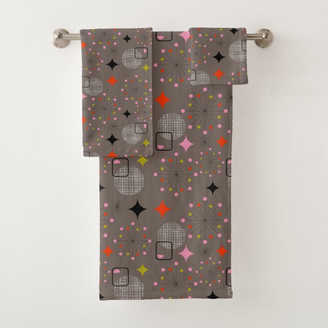 Atomic Starburst Retro Design Bath Towel Set (Insitu)