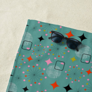 Atomic Starburst Retro Design Beach Towel