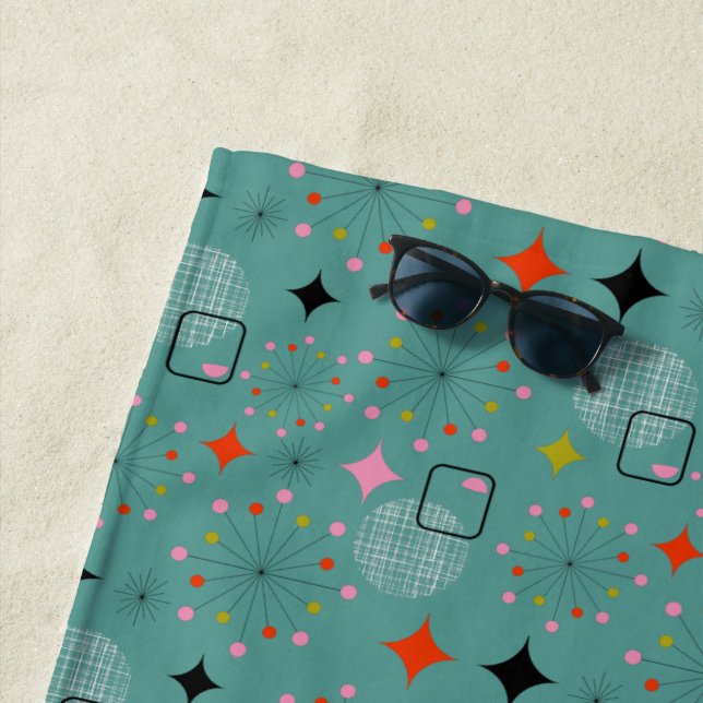 Atomic Starburst Retro Design Beach Towel (In Situ)