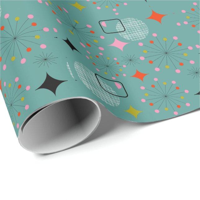 Atomic Starburst Retro Design Wrapping Paper (Roll Corner)