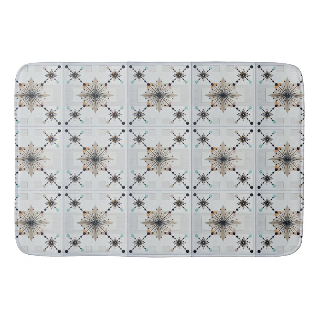 Atomic Starburst Retro Mid Century Modern Bath Mat (Front)