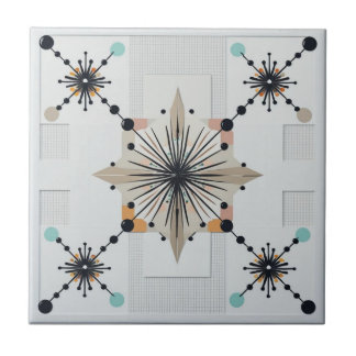 Atomic Starburst Retro Mid Century Modern Ceramic Tile