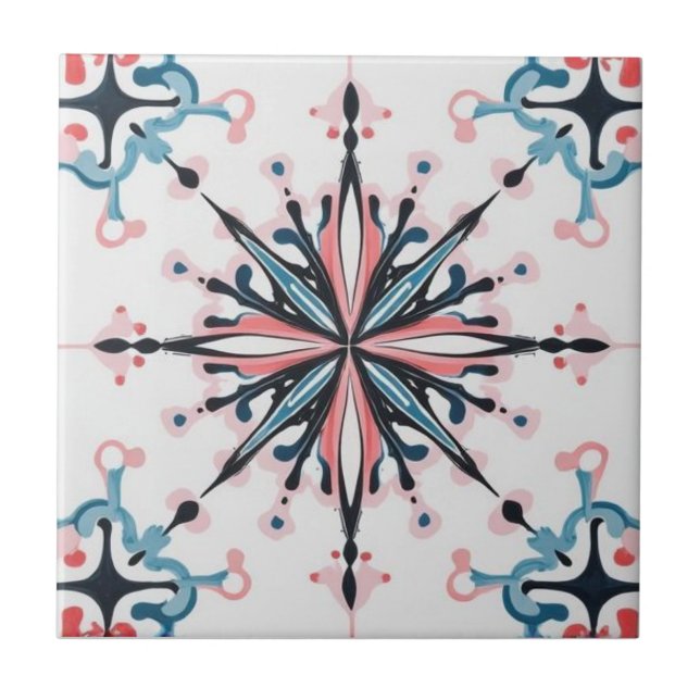 Atomic Starburst Retro Mid Century Modern Ceramic Tile (Front)