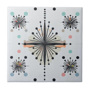 Atomic Starburst Retro Mid Century Modern Ceramic Tile