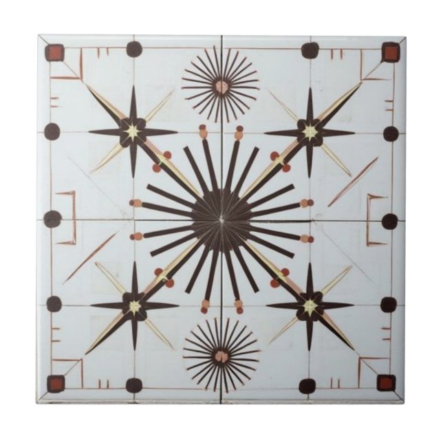 Atomic Starburst Retro Mid Century Modern Ceramic Tile (Front)