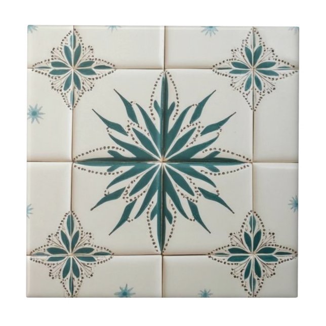 Atomic Starburst Retro Mid Century Modern Ceramic Tile (Front)