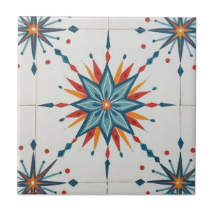 Atomic Starburst Retro Mid Century Modern Ceramic Tile