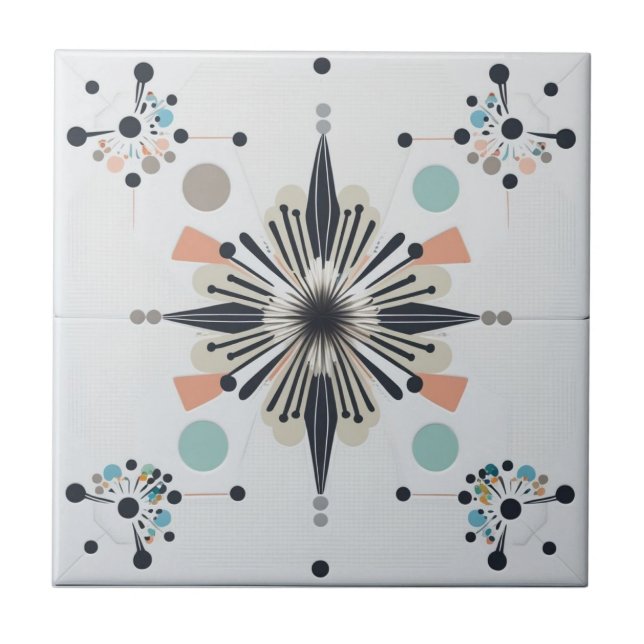 Atomic Starburst Retro Mid Century Modern Ceramic Tile (Front)
