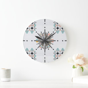 Atomic Starburst Retro Mid Century Modern Large Clock