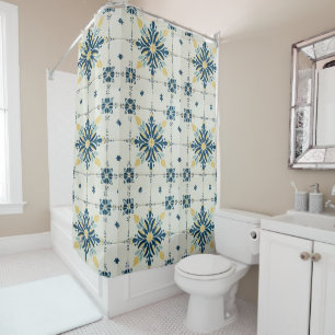 Atomic Starburst Retro Mid Century Modern Shower Curtain