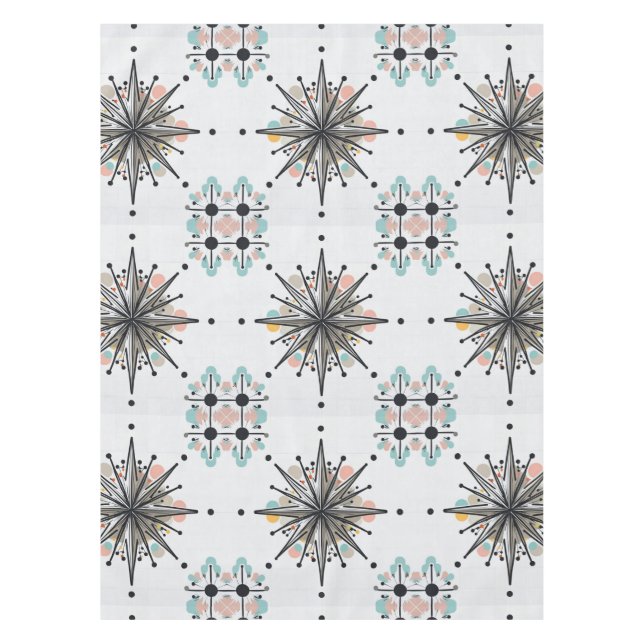 Atomic Starburst Retro Mid Century Modern Tablecloth (Front)