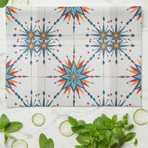 Atomic Starburst Retro Mid Century Modern Tea Towel