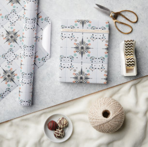Atomic Starburst Retro Mid Century Modern Wrapping Paper