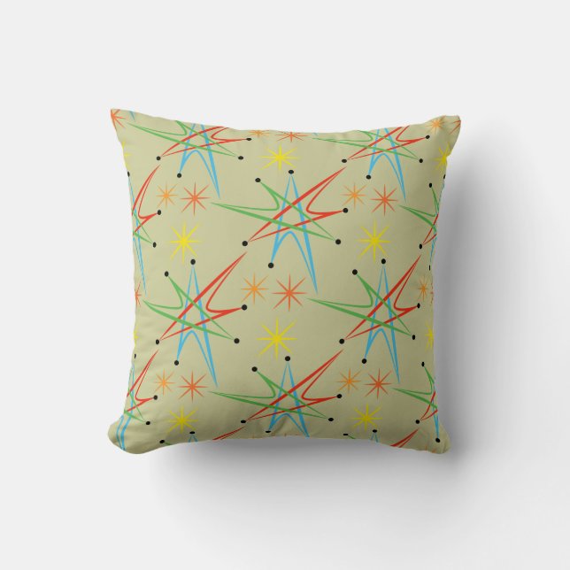 Atomic Starburst Retro Multicolored Pattern Cushion (Front)