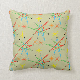 Atomic Starburst Retro Multicolored Pattern Cushion