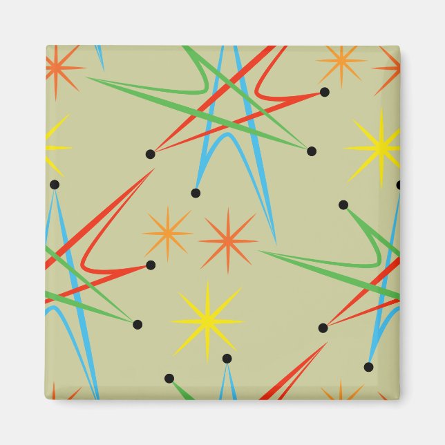 Atomic Starburst Retro Multicolored Pattern Magnet (Front)