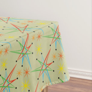 Atomic Starburst Retro Multicolored Pattern Tablecloth