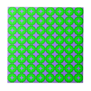 Atomic Starburst Sparkle Retro Neon Green Pattern Ceramic Tile