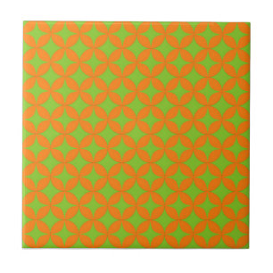 Atomic Starburst Sparkle Retro Orange Pattern Ceramic Tile