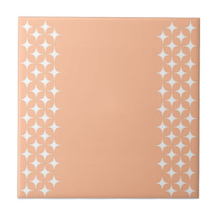 Atomic Starburst Sparkle Retro Peach Fuzz Pattern Ceramic Tile