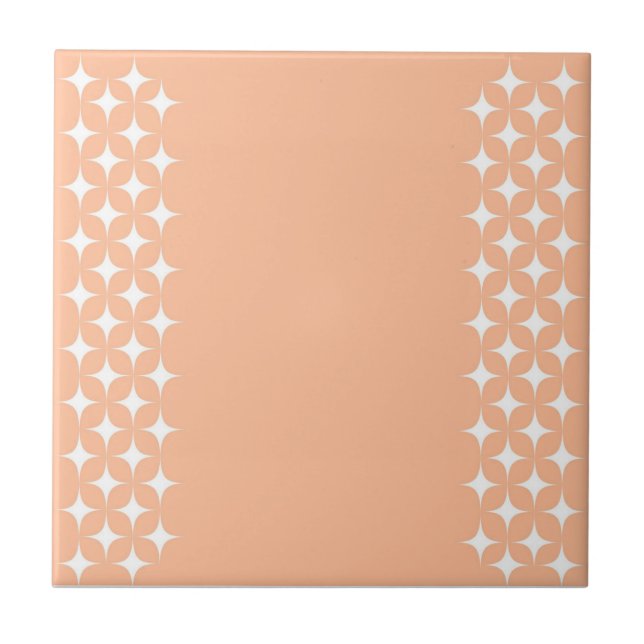 Atomic Starburst Sparkle Retro Peach Fuzz Pattern Ceramic Tile (Front)