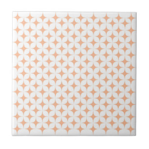 Atomic Starburst Sparkle Retro Peach Fuzz Pattern Ceramic Tile