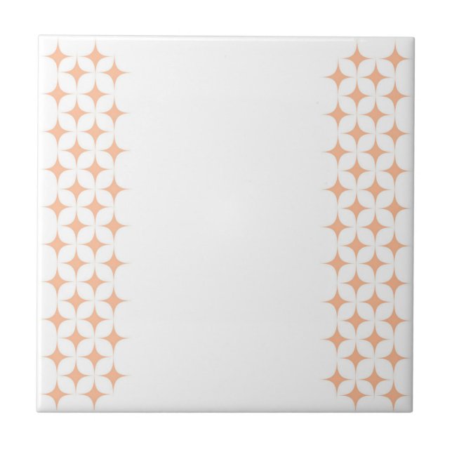 Atomic Starburst Sparkle Retro Peach Fuzz Pattern Ceramic Tile (Front)