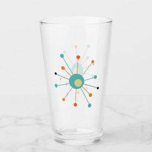 Atomic Starburst Turquoise Orange Mid Century Glass