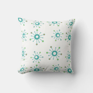 Atomic Starbursts Colourful Turquoise Cushion