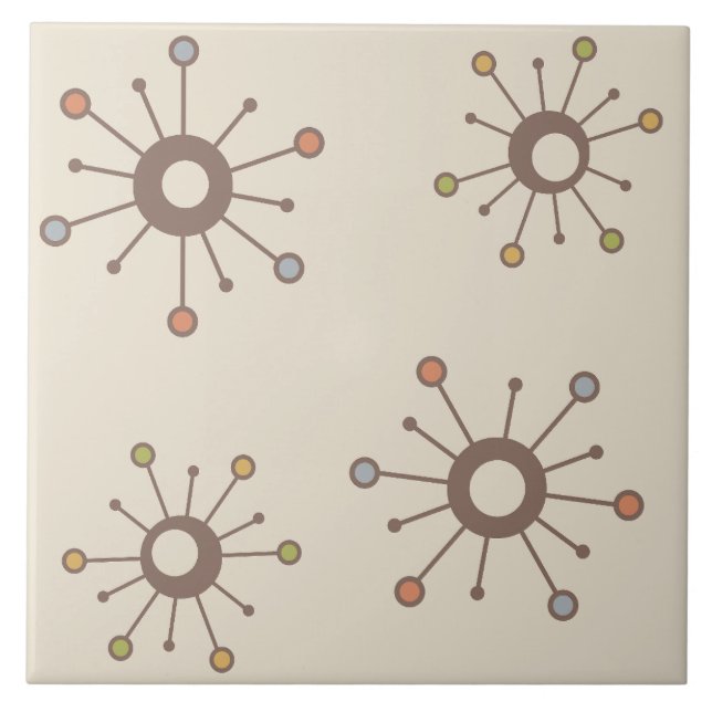 Atomic Starbursts Nature Earth Tones Ceramic Tile (Front)