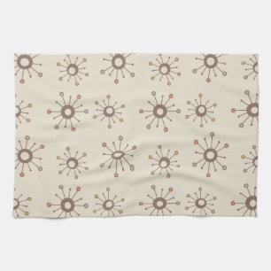 Atomic Starbursts Nature Earth Tones Tea Towel