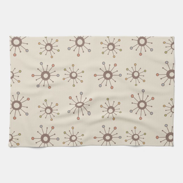 Atomic Starbursts Nature Earth Tones Tea Towel (Horizontal)
