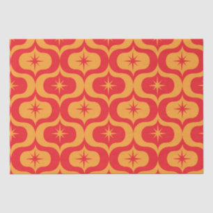 Atomic Starbursts on Red and Orange Ogee Pattern Tissue Paper