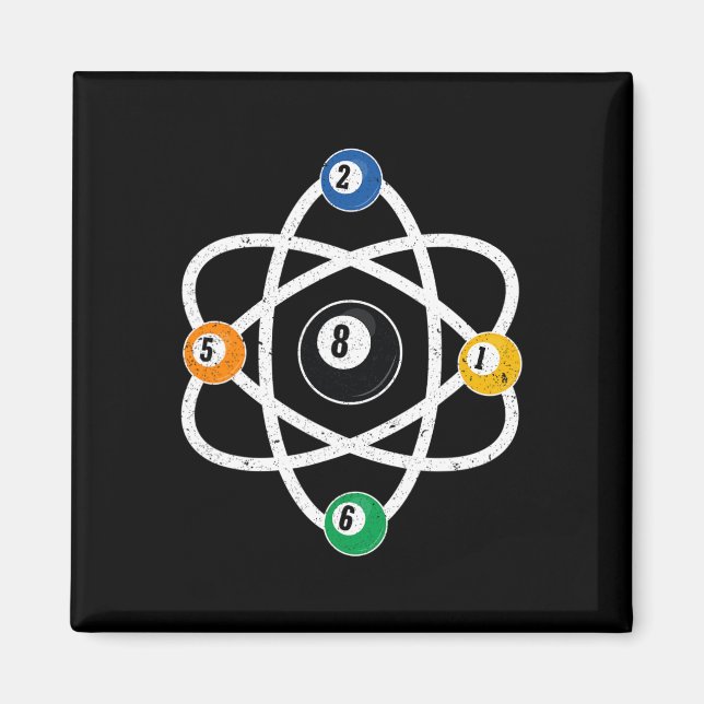 Atomic Structure Billiards Men Funny 8 Ball Pool  Magnet (Front)