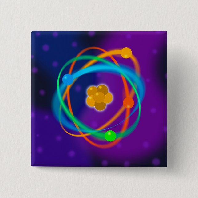 Atomic Structure Spots Science 15 Cm Square Badge (Front)