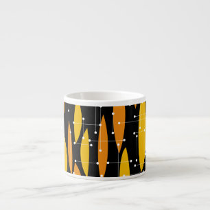 Atomic style, black orange geometric pattern. espresso cup