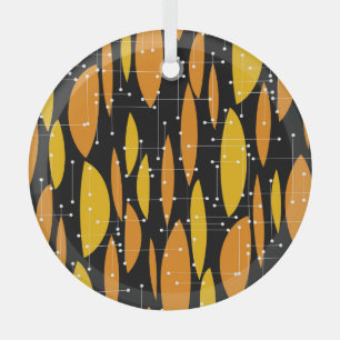 Atomic style, black orange geometric pattern. glass tree decoration