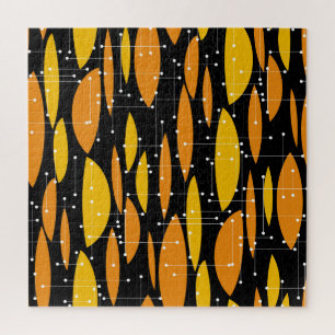 Atomic style, black orange geometric pattern. jigsaw puzzle