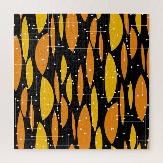 Atomic style, black orange geometric pattern. jigsaw puzzle (Vertical)
