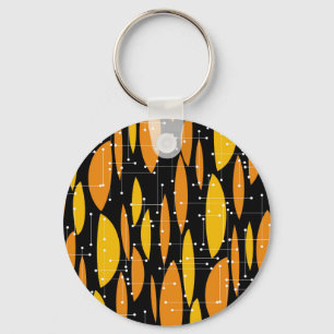 Atomic style, black orange geometric pattern. key ring