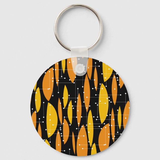 Atomic style, black orange geometric pattern. key ring (Front)