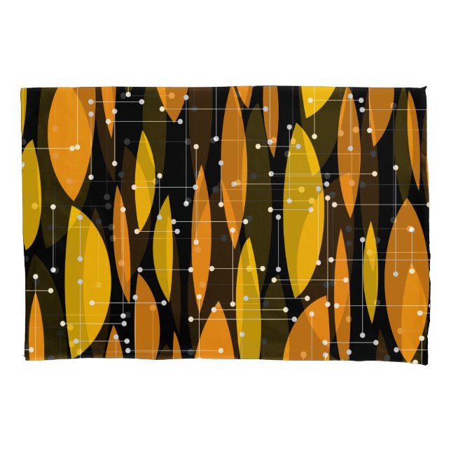 Atomic style, black orange geometric pattern. pillowcase (Front)
