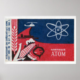 Atomic Symbol Soviet Union Mid-Century Matchbox Poster