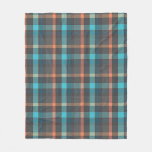 Atomic Tangerine Plaid Fleece Blanket