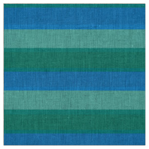 Atomic Teal and Turquoise Stripes Natural Linen Fabric