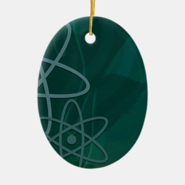 Atomic Teal Ceramic Tree Decoration (Front)