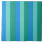 Atomic Teal & Turquoise Stripes Ceramic Tile<br><div class="desc">This Atomic Teal and Turquoise Stripes Large Ceramic Tile pattern is styled after classic, mid century modern, upholstery fabric, with simulated nubby texture. The retro wide and thin stripes alternate in shades of teal, turquoise, and vibrant, sky blue. The tranquil colours might remind you of a day at the beach,...</div>